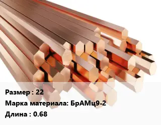 Шестигранник бронзовый 22 Марка: БрАМц9-2 L=0.68